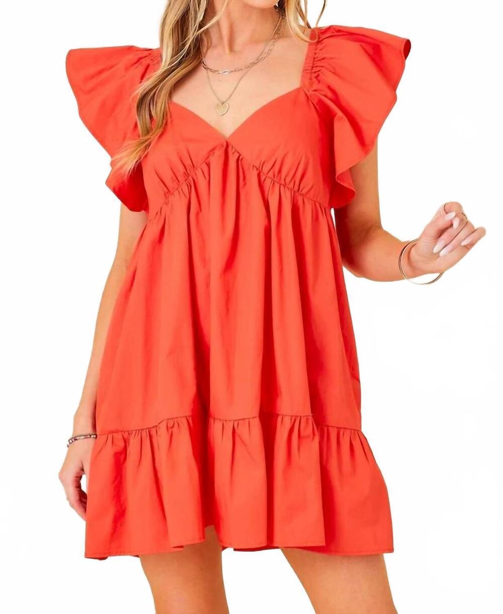 NEW DAY + MOON mary babydoll ruffle dress in tomato red
